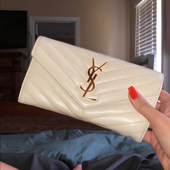 Yves Saint Laurent Handbags - YSL creme clutch